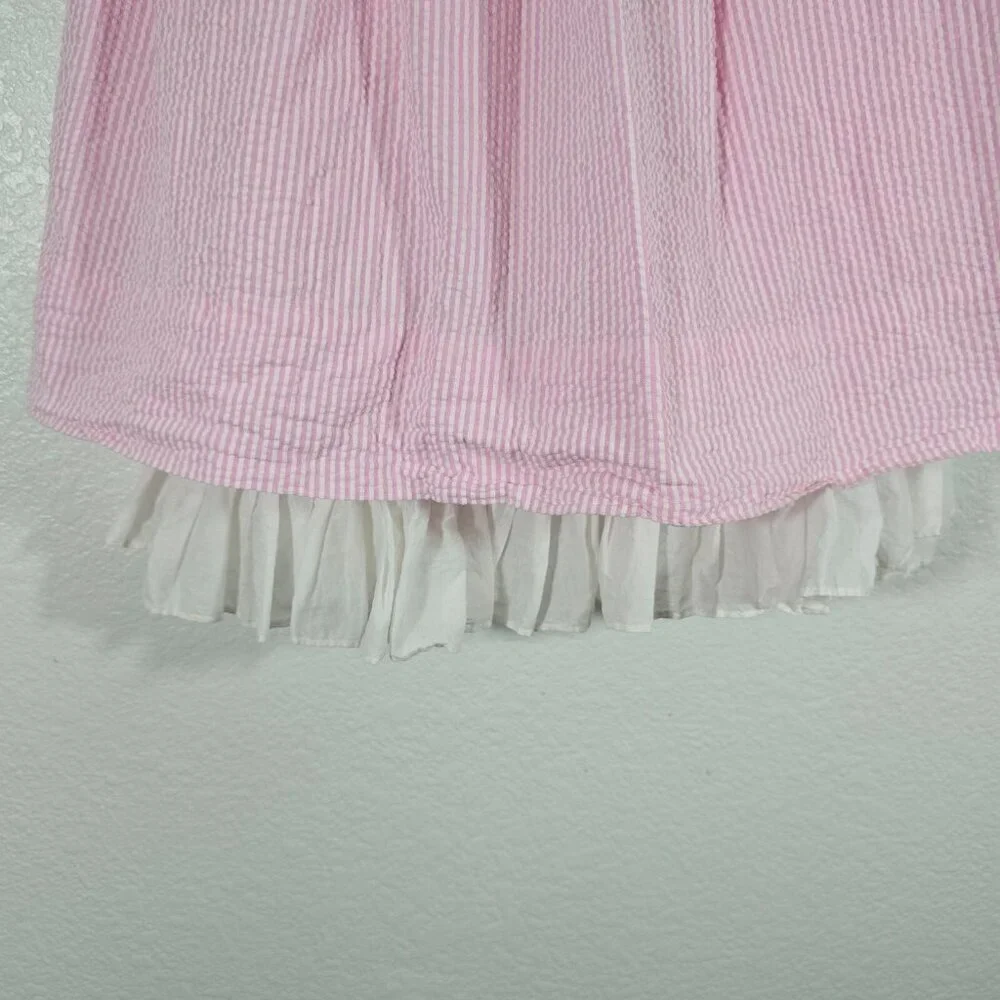 Ralph Lauren Seersucker Wrap Dress Kids Girl 6X Pink Stripe Lined Party Preppy